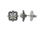 Dlux Jewels Flower Earrings with Pearl Center Earrings