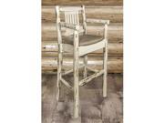 MontanaWoodworks MWBSWCASVWILD Montana Collection Captains Barstool with Upholstered Seat Wildlife Pattern Clear Lacquer 44 x 24 x 18 in.