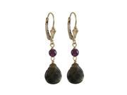 Dlux Jewels Labradorite Gray 9.5 x 11 mm Teardrop Amethyst 4 mm Ball Semi Precious Stones with Gold Filled Lever Back Earrings 1.54 in.