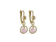 Dlux Jewels Rose Quartz Semi Precious 4 mm Ball 10 mm Braided Ring Dangling Gold Filled Lever Back Earrings with Ball 20 mm Long