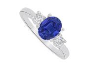 Fine Jewelry Vault UBUNR83133AG8X6CZS Sapphire CZ Three Stones Ring in 925 Sterling Silver 2 Stones