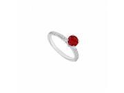 Fine Jewelry Vault UBJS188AW14DRRS10 14K White Gold Ruby Diamond Engagement Ring 0.75 CT Size 10