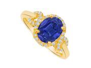 Fine Jewelry Vault UBUNR83926Y149X7CZS Oval Sapphire CZ Engagement Ring in 14K Yellow Gold 36 Stones