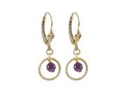 Dlux Jewels Amethyst 4 mm Semi Precious Ball 8 mm Braided Ring with 27.5 mm Long Gold Filled Lever Back Earrings
