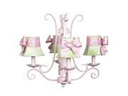 Jubilee Collection 74506 2515 505 Chand 4 arm Harp Pink with Ch Shade Plain Modern Green with Pink sash