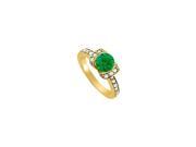 Fine Jewelry Vault UBUNR84041Y14CZE May Birthstone Emerald CZ Pretty Engagement Ring in 14K Yellow Gold 24 Stones