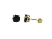 Dlux Jewels 6 mm Gold Over Sterling Silver Post Earrings Cubic Zirconia Black