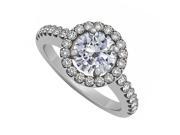 Fine Jewelry Vault UBNR50530AGCZ April Birthstone CZ 925 Sterling Silver Halo Engagement Ring 1.50 CT TGW