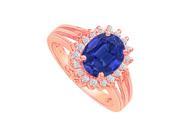Fine Jewelry Vault UBUNR80666P149X7CZS Sapphire CZ Split Shank Halo Engagement Ring 18 Stones
