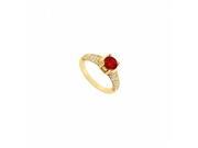 Fine Jewelry Vault UBUJ817AGVYCZR Created Ruby CZ Engagement Ring Yellow Gold Vermeil 1.25 CT TGW 58 Stones