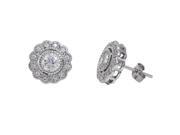 Dlux Jewels SS Sterling Silver Cubic Zirconia Round Earrings