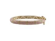 Dlux Jewels Pink Enamel Pink Hearts Gold Plated Brass Bangle