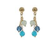 Dlux Jewels Blue Chalcedony Three 4 mm Balls Dangling with Gold Filled Post Earrings 22.5 mm Long