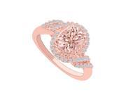 Fine Jewelry Vault UBNR84204AGVR8X6CZMG Oval Morganite With CZ Halo Engagement Ring 40 Stones