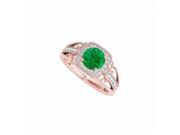 Fine Jewelry Vault UBUNR84682P14CZE CZ Emerald Filigree Design Ring in 14K Rose Gold 4 Stones