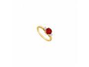 Fine Jewelry Vault UBUJ2437AGVYCZR Created Ruby CZ Engagement Ring Yellow Gold Vermeil 1.25 CT TGW 2 Stones