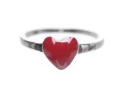 Dlux Jewels Red Enamel Heart Sterling Silver Ring Size 2