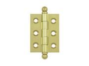 Deltana CH2015U3 2 x 1.5 in. Hinge with Ball Tips Bright Brass Solid Brass 6 Case Pack of 2