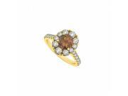Fine Jewelry Vault UBNR50582Y14CZSQ June Birthstone Smoky Quartz CZ 14K Yellow Gold Engagement Ring 6 Stones