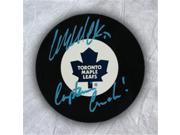 AJ Sports World CLAW104052 WENDEL CLARK Toronto Maple Leafs Autographed Hockey Puck with Captain Crunch Note