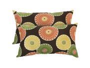 Greendale Home Fashion OC5811S2 FLOWER CHOC Rectangle Outdoor Accent Pillows Set of Two Flowers on Chocolate