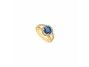 Fine Jewelry Vault UBUJ7260Y14CZS Created Sapphire CZ Engagement Ring 14K Yellow Gold 1.25 CT TGW 70 Stones