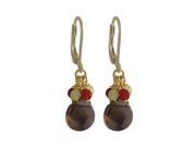 Dlux Jewels Smoky Semi Precious Stones Gold Plated Brass Lever back Earrings 1.42 in.