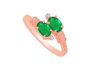 Fine Jewelry Vault UBUNR81088P146X4CZE Emerald CZ Designer Engagement Ring in 14K Rose Gold 2 Stones