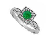 Fine Jewelry Vault UBUNR84679W14CZE Emerald CZ Halo Engagement Rings in 14K White Gold 0.50 CT TGW May Birthstone Jewelry 16 Stones