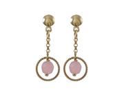 Dlux Jewels Rose Quartz 4 mm Semi Precious Ball with Gold 8 mm Braided Ring Dangling Gold Filled Post Earrings