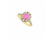 Fine Jewelry Vault UBUNR50582AGVYCZPS September Birthstone Pink Sapphire CZ Engagement Ring in 18K Yellow Gold Vermeil 6 Stones