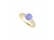 Fine Jewelry Vault UBUNR50810EY14CZTZ Tanzanite CZ Engagement Ring in 14K Yellow Gold 14 Stones