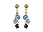 Dlux Jewels 22.5 mm Long Lapis Three 4 mm Semi Precious Balls Dangling with Gold Filled Post Earrings