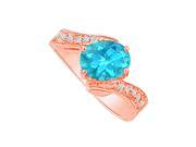Fine Jewelry Vault UBUNR82556P149X7CZBT Blue Topaz CZ Semi Swirl Ring in 14K Rose Gold 4 Stones