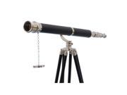 Handcrafted Model Ships ST 0117CH L 65 in. Floor Standing Chrome Leather Galileo Telescope