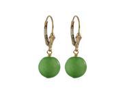 Dlux Jewels Apple Green Semi Precious 10 mm Round Flat Stone Gold Filled Lever Back Earrings 1.18 in.