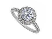 Fine Jewelry Vault UBNR50534W14CZ CZ Double Halo Engagement Ring in White Gold
