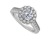 Fine Jewelry Vault UBNR50656AGCZ CZ Halo Engagement Ring in 925 Sterling Silver 1.50 CT TGW