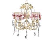 Jubilee Collection 7903 2714 510 Chand 5 Arm Ballroom Ivory with Ch Shade Hourglass Ivory with Pink Check sash