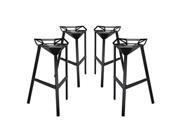 East End Imports EEI 1363 BLK Launch Stacking Bar Stool Set of 4 Black