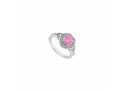 Fine Jewelry Vault UBJS3256AW14DPS Pink Sapphire Diamond Engagement Ring in 14K White Gold 0.85 CT TGW 40 Stones