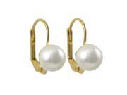 Dlux Jewels Brass Gold Plated Lever Back Pearl Earrings