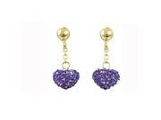 Dlux Jewels prp large Sterling Silver Gold Purple Shamballa Heart Earrings
