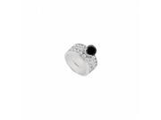 Fine Jewelry Vault UBJS1729ABW14DBD Black White Diamond Engagement Ring With Wedding Band Sets 14K White Gold 1 CT