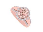 Fine Jewelry Vault UBNR83760P149X7DMG Morganite Diamonds Rose Gold Halo Engagement Ring 14 Stones