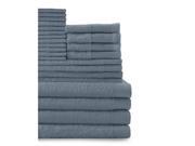 Baltic Linen Belvedere Row Multi Count 100 Percent Cotton Complete Towel Set Smoke Blue 24 Piece