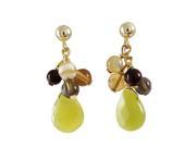 Dlux Jewels Assorted Semi Precious Stones on Gold Filled Ball Post Earrings 0.98 in.