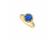 Fine Jewelry Vault UBUNR84409AGVYCZS September Sapphire With CZ Designer Engagement Ring in 18K Yellow Gold Vermeil 12 Stones