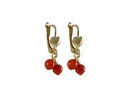 Dlux Jewels Two Red 4 mm Balls Dangling on 19.7 mm Long Gold Filled Lever Back Earrings with Heart