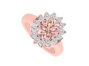 Fine Jewelry Vault UBNR82210P1410X8DMG Morganite Diamonds Floral Design Engagement Ring 14 Stones